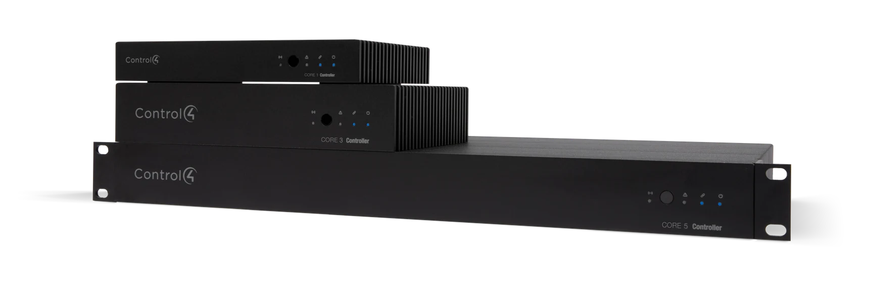 Control4 kontrol üniteleri ailesi — Core 1, Core 3 ve Core 5
